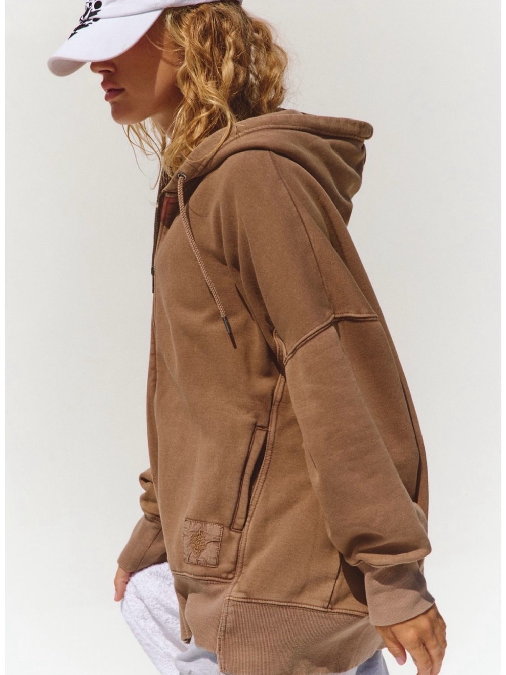 Free People FP movement - Sprint To The Finish Zip-Up Hoodie - Large in Hickory - Picture 4 of 4